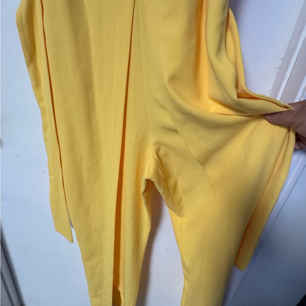 INC International Concepts Bright Yellow Tie-Waist Wide-Leg Jumpsuit - Picture 3 of 10